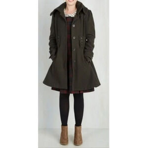 RD Style Wool Blend Brown Coat Sz M Dark Academia Corset Skirted Fit Whimsy Goth